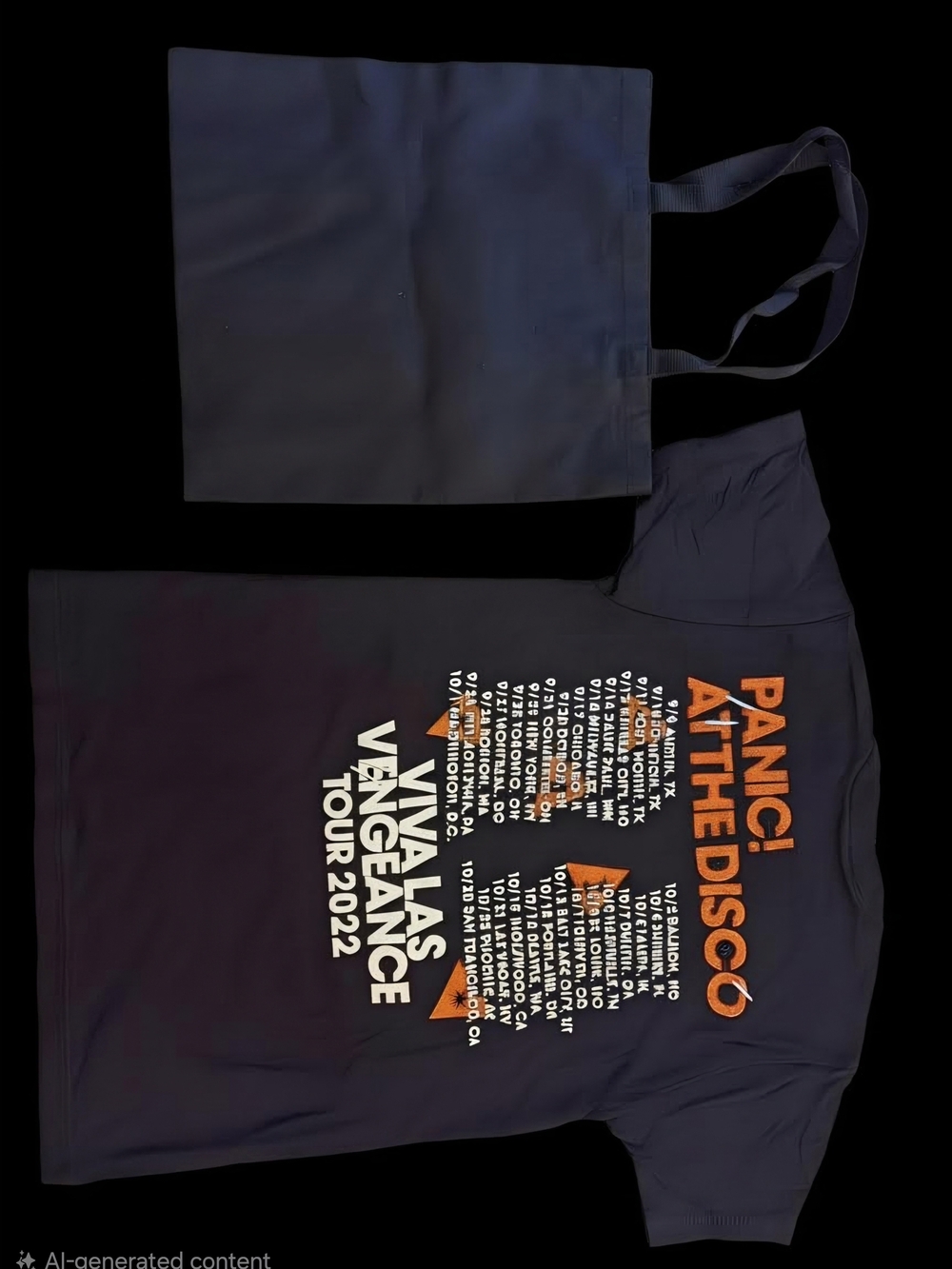 Panic! At The Disco Tour Tee And Tote Bag Bund - Black with Orange & White Print